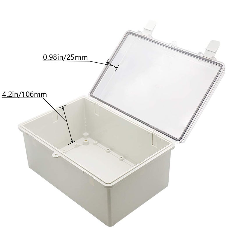 Zulkit Junction Box ABS Plastic Dustproof Waterproof IP65 Electrical Boxes Hinged Shell Outdoor Universal Project Enclosure Clear Cover with 2 Cable Glands 11.4 x 7.5 x 5.5 inch(290x190x140mm) - Image 4